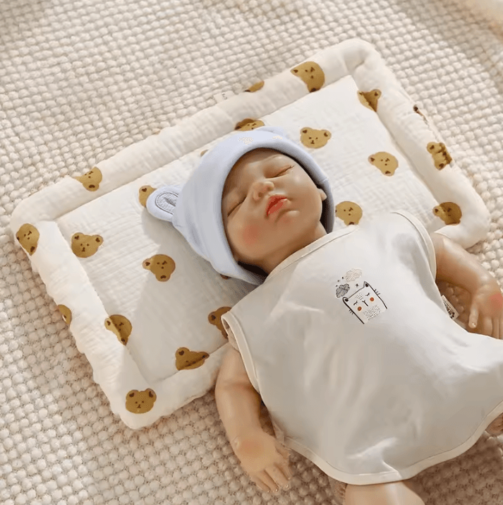 Breathable Baby Head Support Pillow – Soft Bean Velvet Cushion for Newborns (0–12 Months)