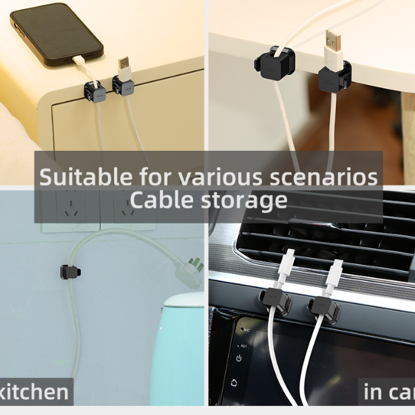 USB Cable Winder, Desktop Tidy Clips for Earphone Cord, Cable Organizer Management Wire Holder for Data Line Protection