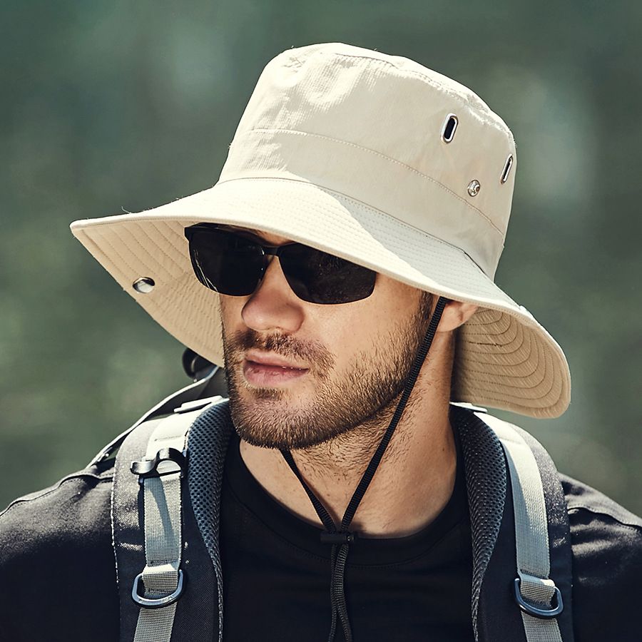 Men Summer Hat Wide Brim Sunscreen Bucket Hat for Beach, Riding, and Sun Protection