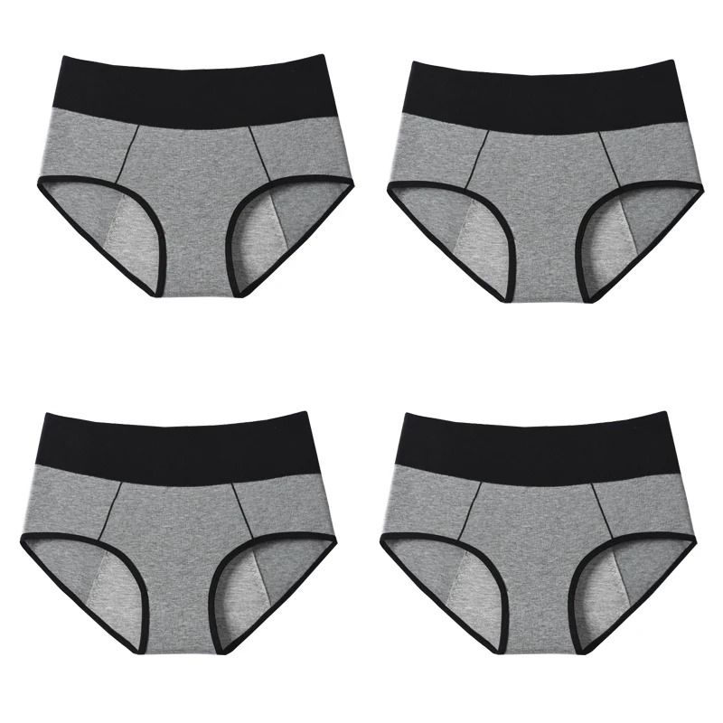 Womens High Waist Leak Proof Period Panties Four Pack Cotton Menstrual Underwear
