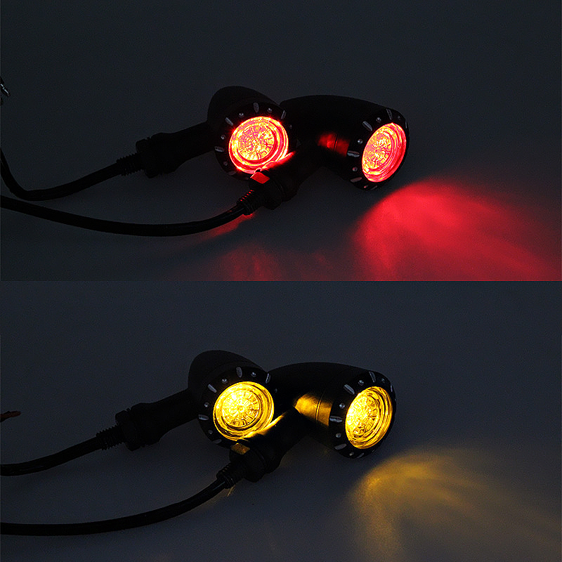 Compact Motorcycle LED Turn Signal Lights Black Chrome Bullet Indicator Lamps for Motorcycle