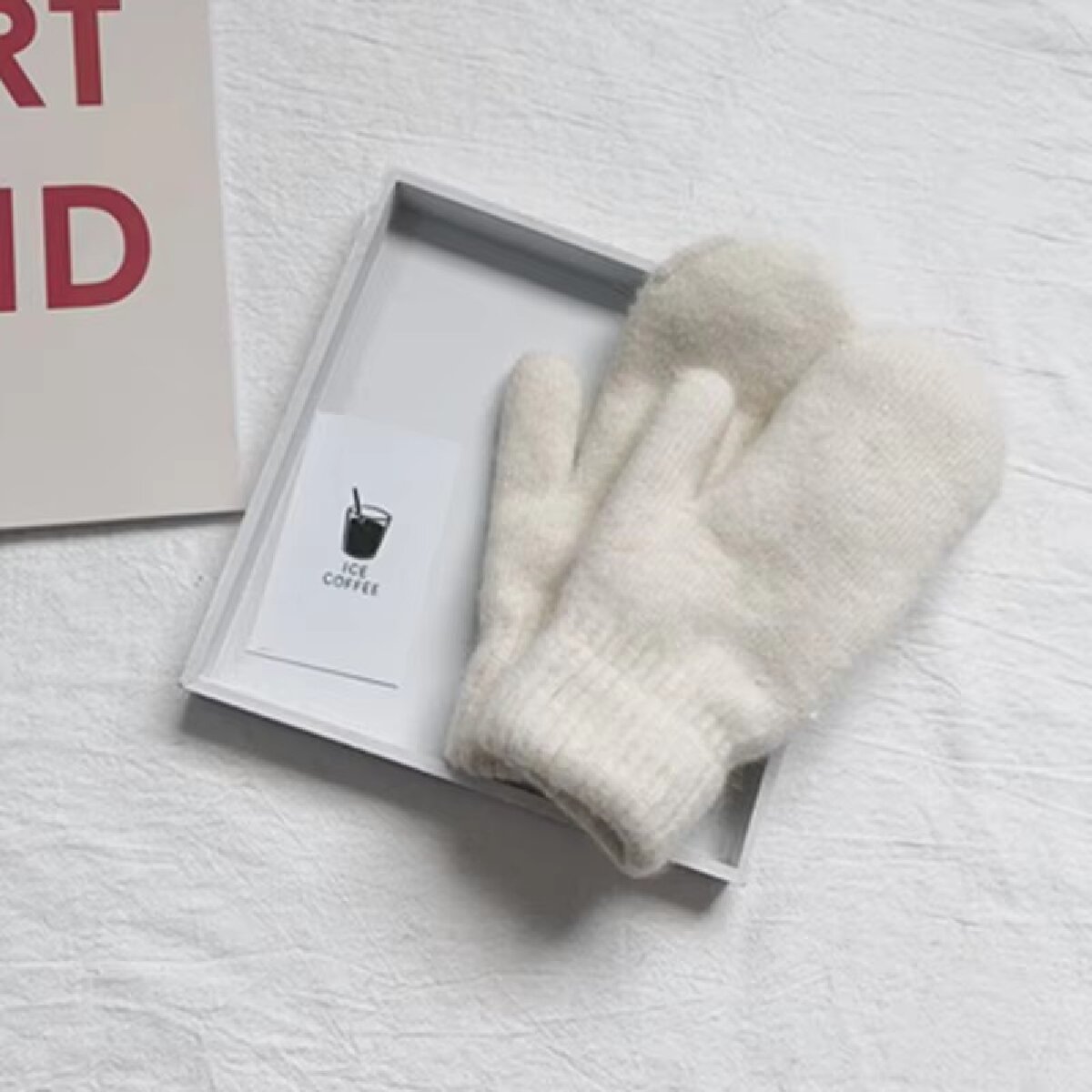 Winter Women Soft Cashmere Mittens Gloves with Imitation Rabbit Fur