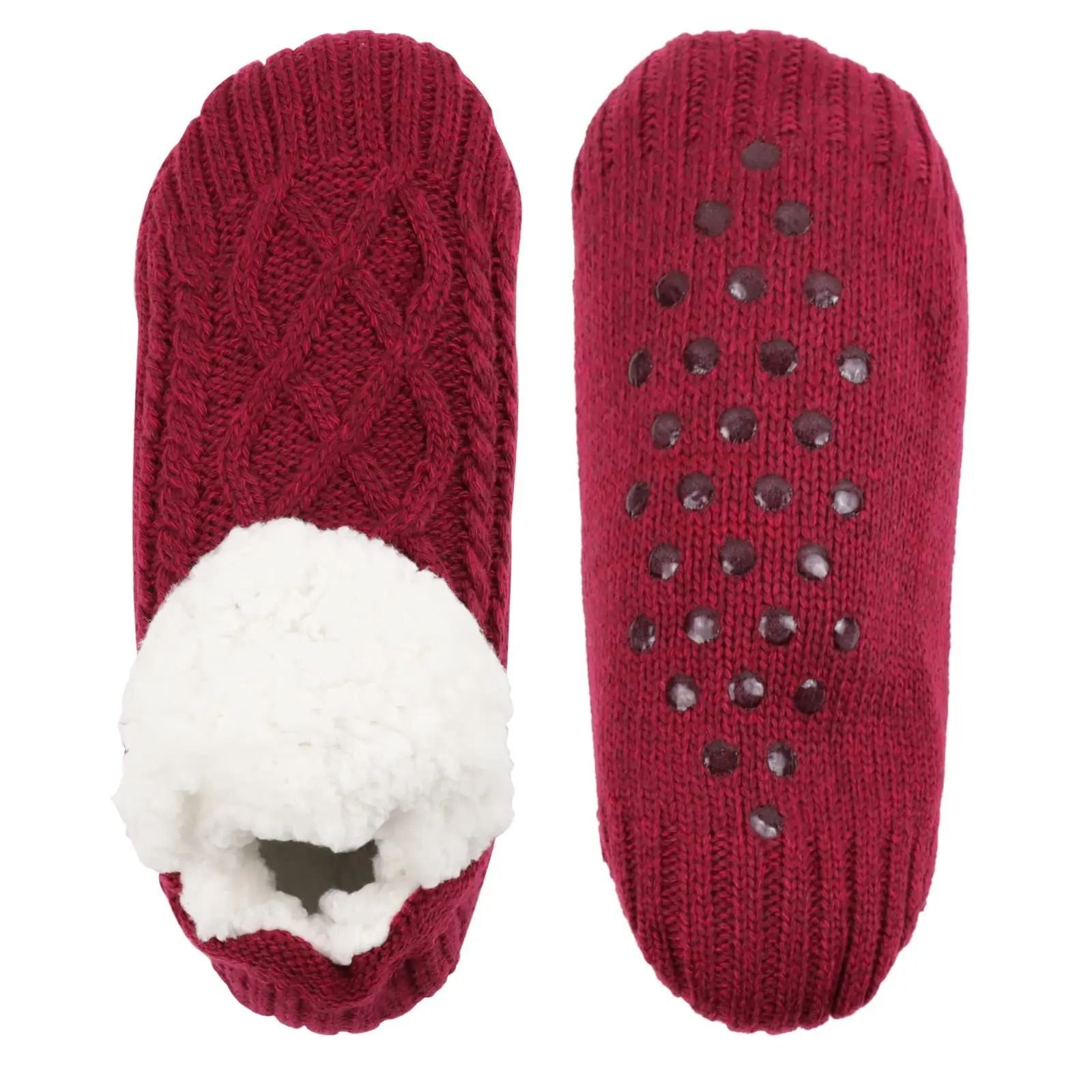 Elite Mens Plush Thermal Slipper Socks with Non-Slip Grips
