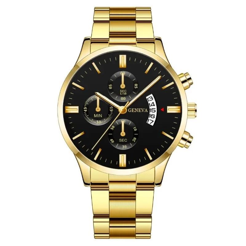 Mens Luxury Watch Stainless Steel Wrist Watch Quartz Business Calendar Silver