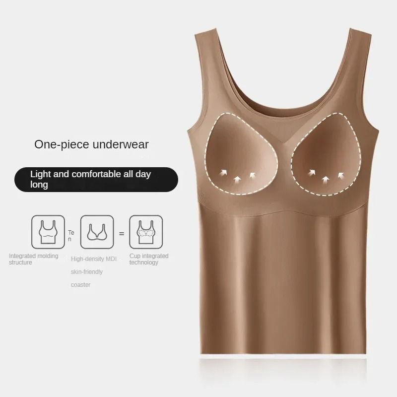 Womens Seamless Tank Top With Chest Pad 2 Pack