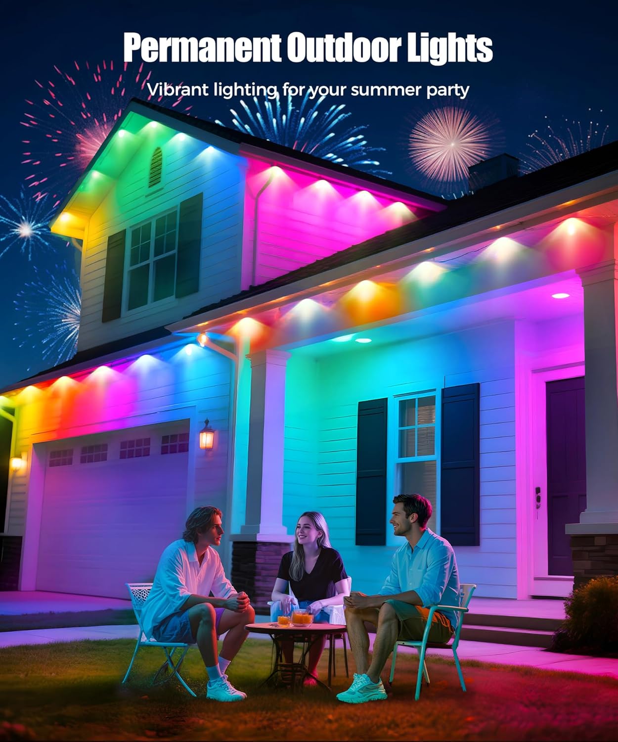 Smart RGB Eave Lights, LED String Lights for Outdoor, App & Remote Controlled, Permanent DIY Christmas, New Year,
