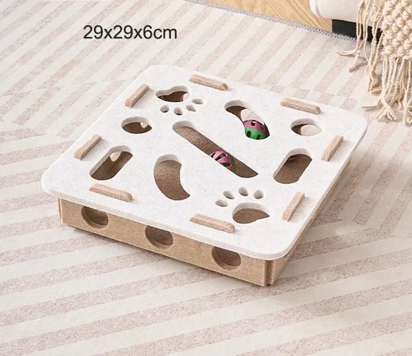 Felt Cat Puzzle Maze Box with Bell Ball Interactive Toy