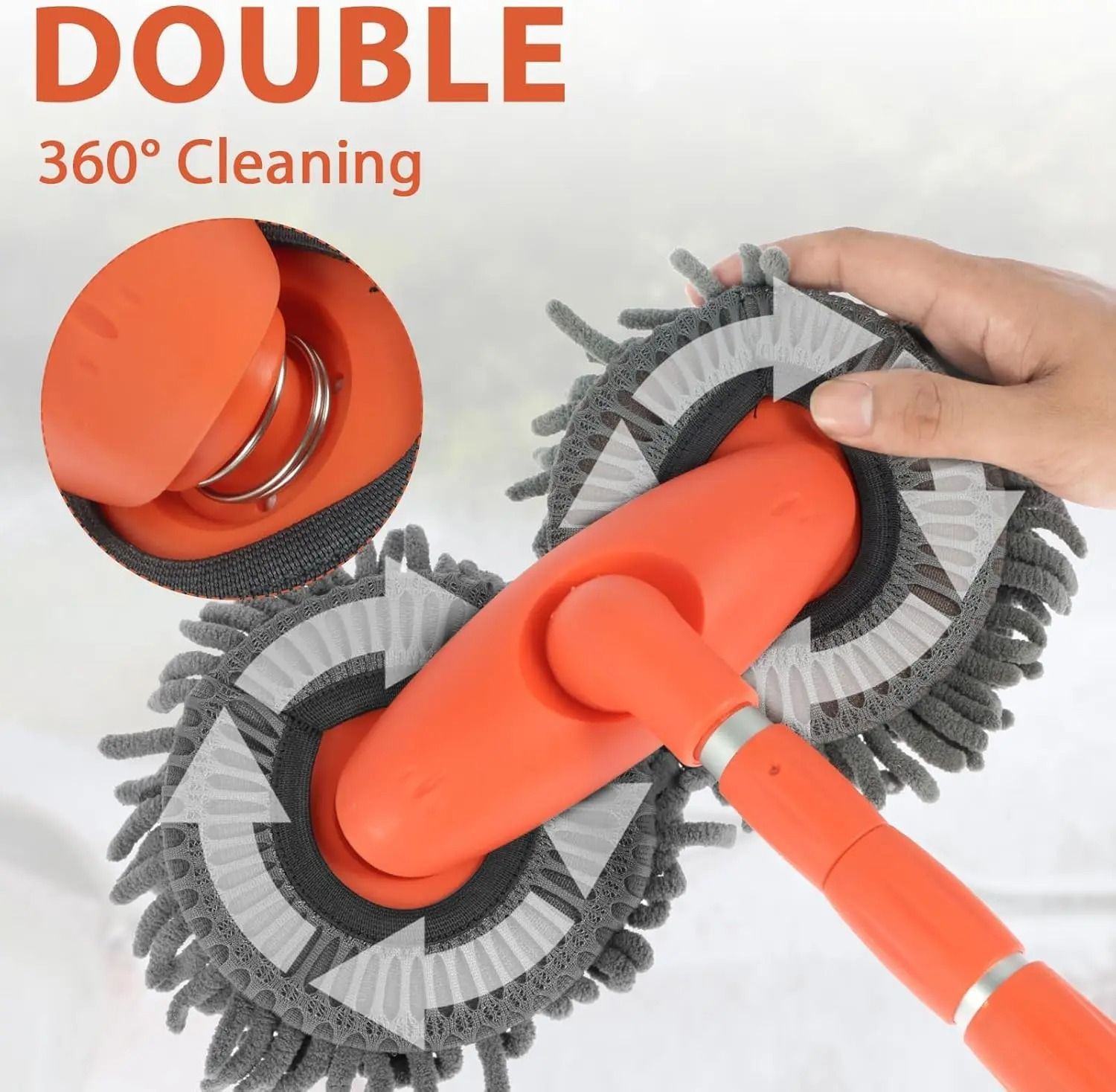 Retractable Car Wash Mop with Long Handle and 360 Degree Rotation