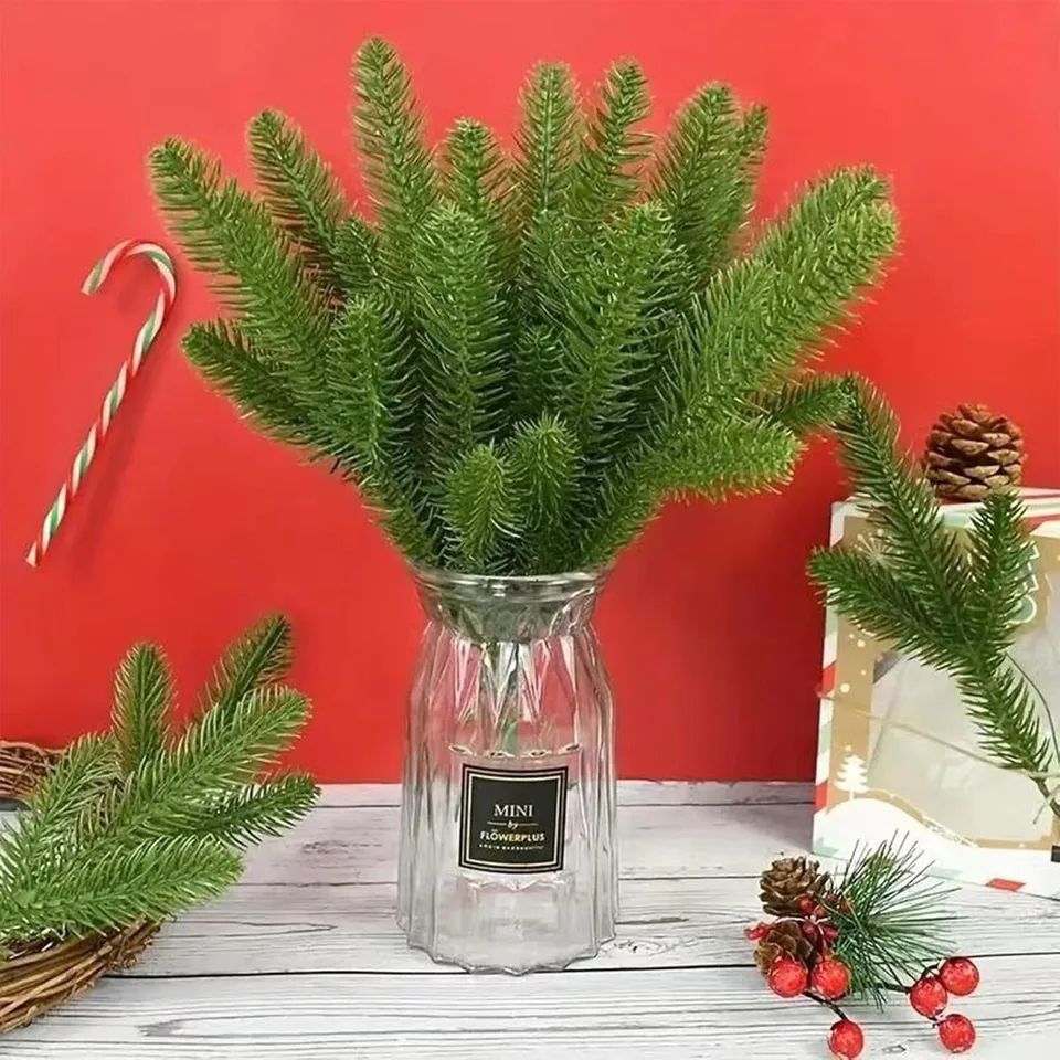Artificial Pine Branches 2pcs – Christmas Greenery Stems for Garland, Wreath & Holiday Decor