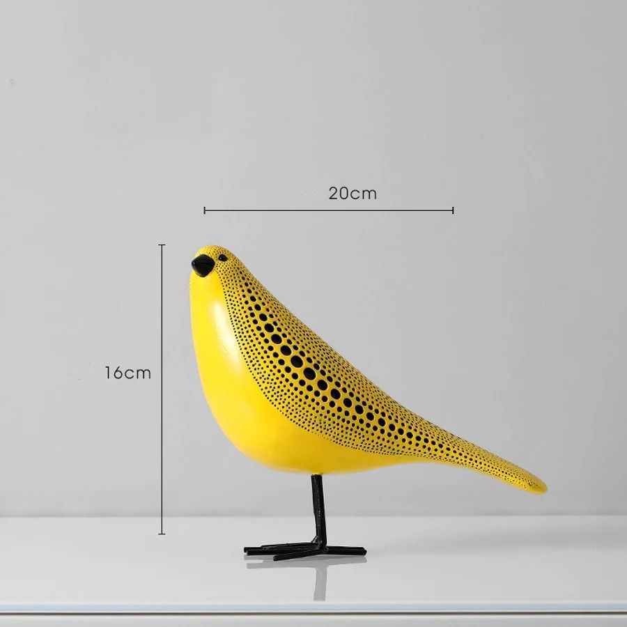 Modern Yellow Wave Point Art Statues | Whimsical Animal & Pumpkin Desktop Sculptures