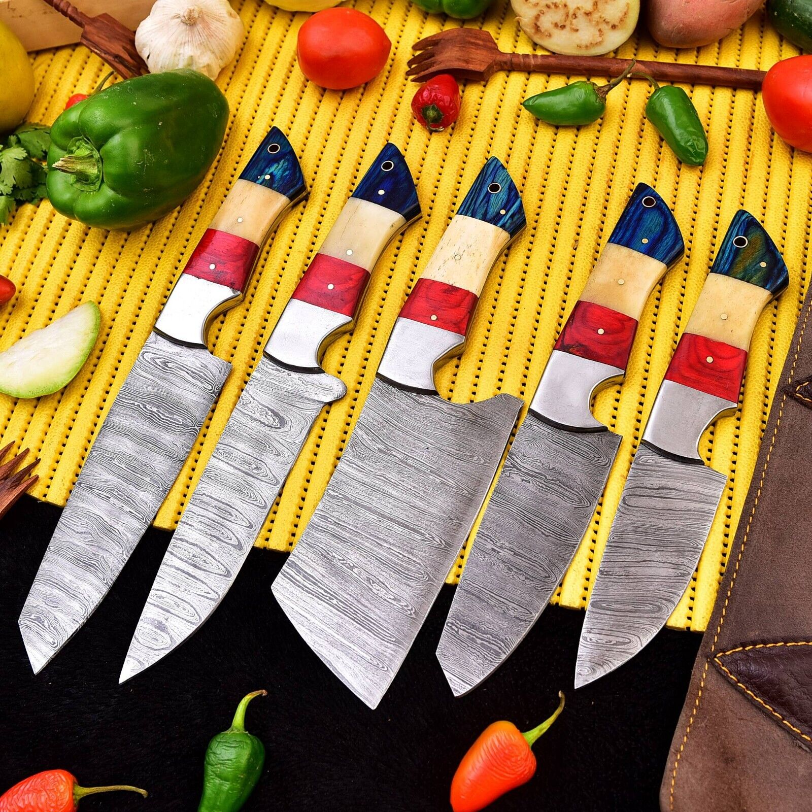 Handmade Chef Set of 5 pieces Kitchen Utility Professional Best Chef Knives