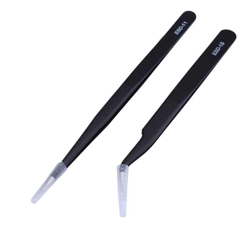 Stainless Steel ESD Tweezer Set, Anti-Static Precision Tweezers Tool Kit for Electronics Repair, Jewelry Making
