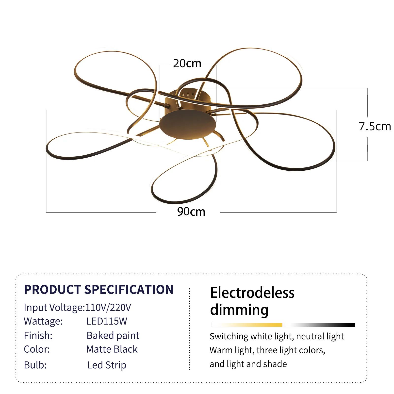 Modern Gold LED Chandelier Ceiling Light Fixture