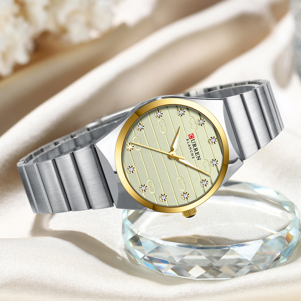 Women Luxury Stainless Steel Watch, Classic Round Dial Quartz, Stylish Business Wristwatches