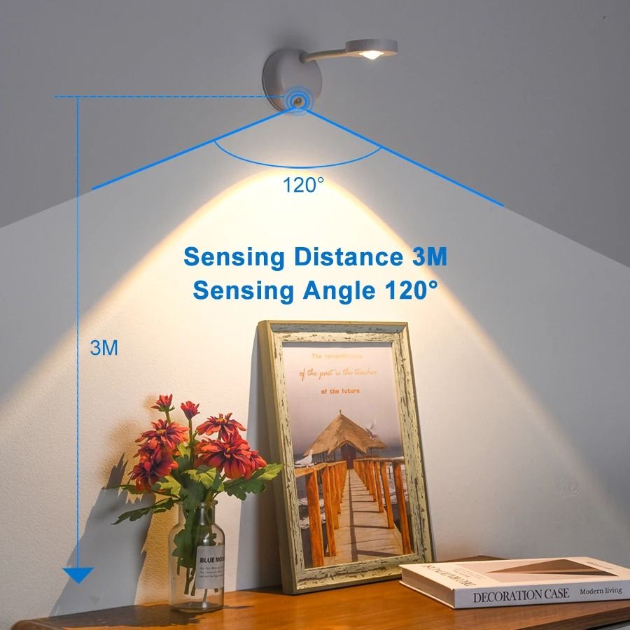 Rechargeable LED Wall Spotlight with Motion Sensor Dimmable Night Light for Decoration