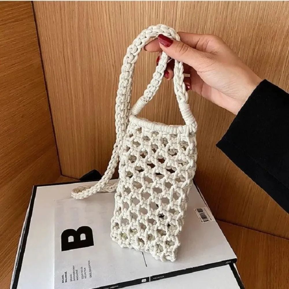 Hollow Out Woven Crochet Phone Crossbody Bag