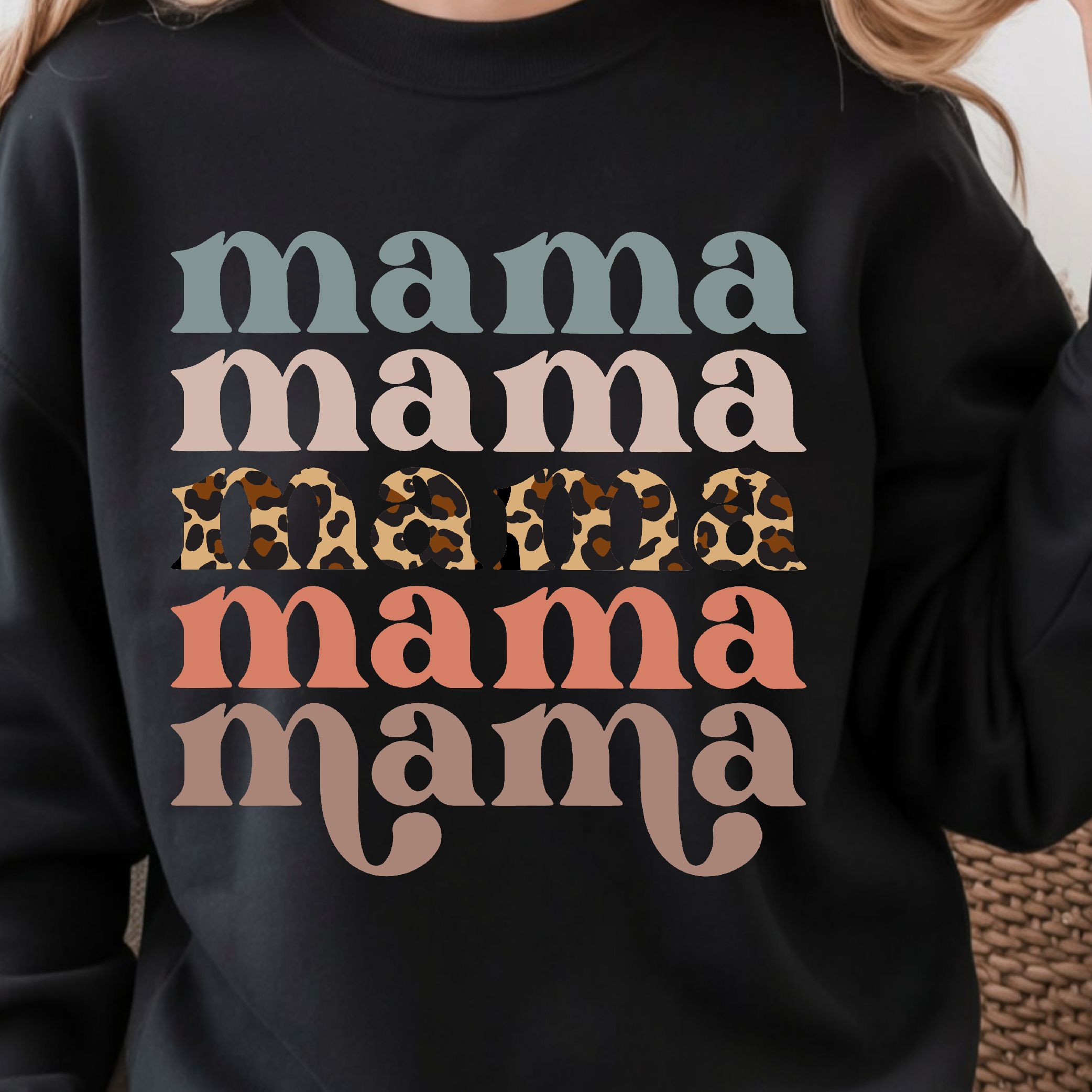 Retro Leopard Mama Shirt – Motherhood Graphic Tee, Cute Mama Top