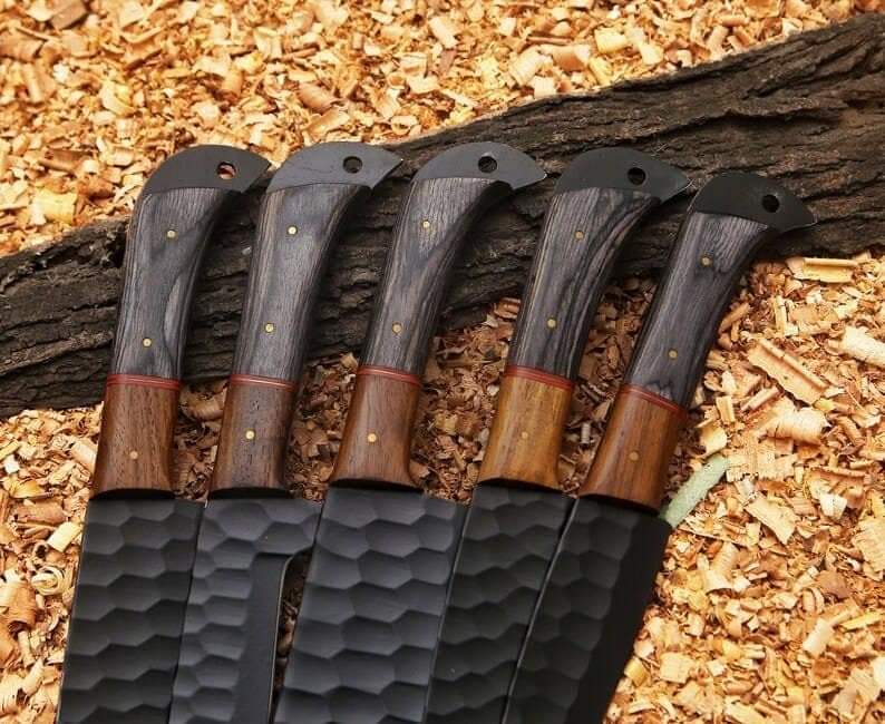 Carbon steel Chef Set Of 5 Pieces ,Custom Handmade Chef Set , Handmade Damascus Chef Set ,Personalized Gift
