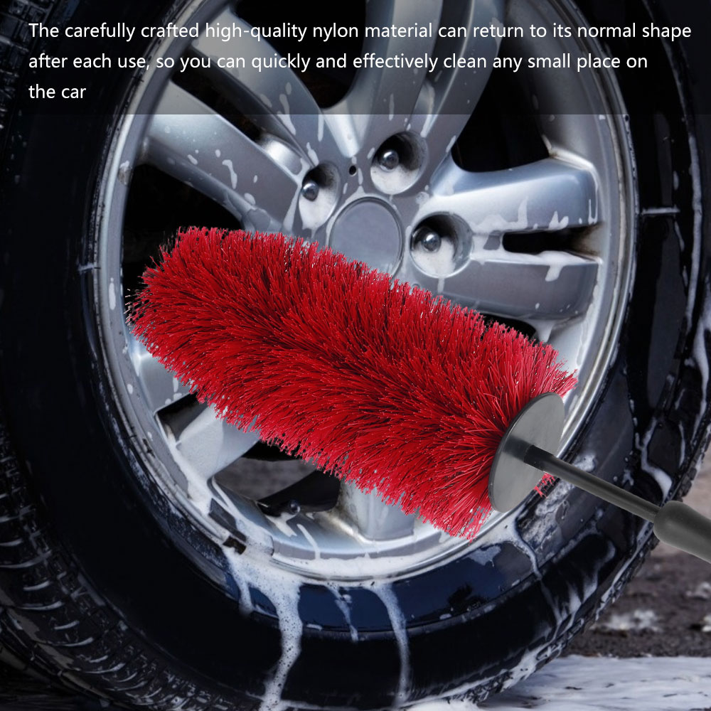 Car Wheel Rim Tire Cleaning Brush Soft Bristle Non-Scratch Car Care Detailing Tool