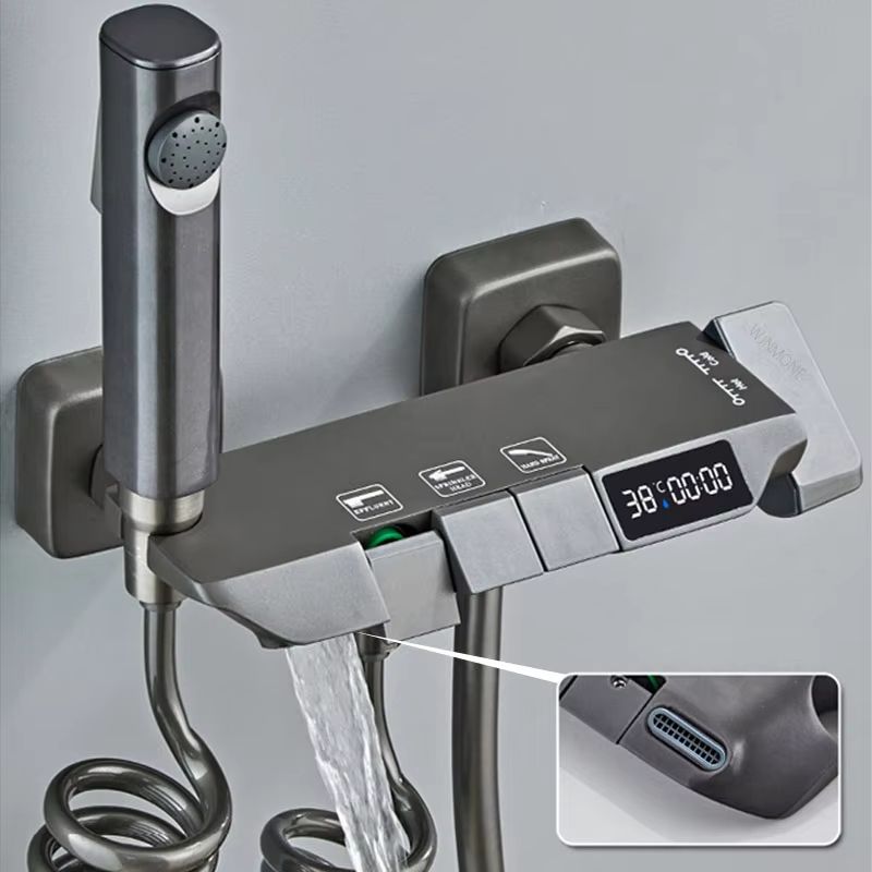 Gun Grey Digital Display Shower System with Piano Key Mixer