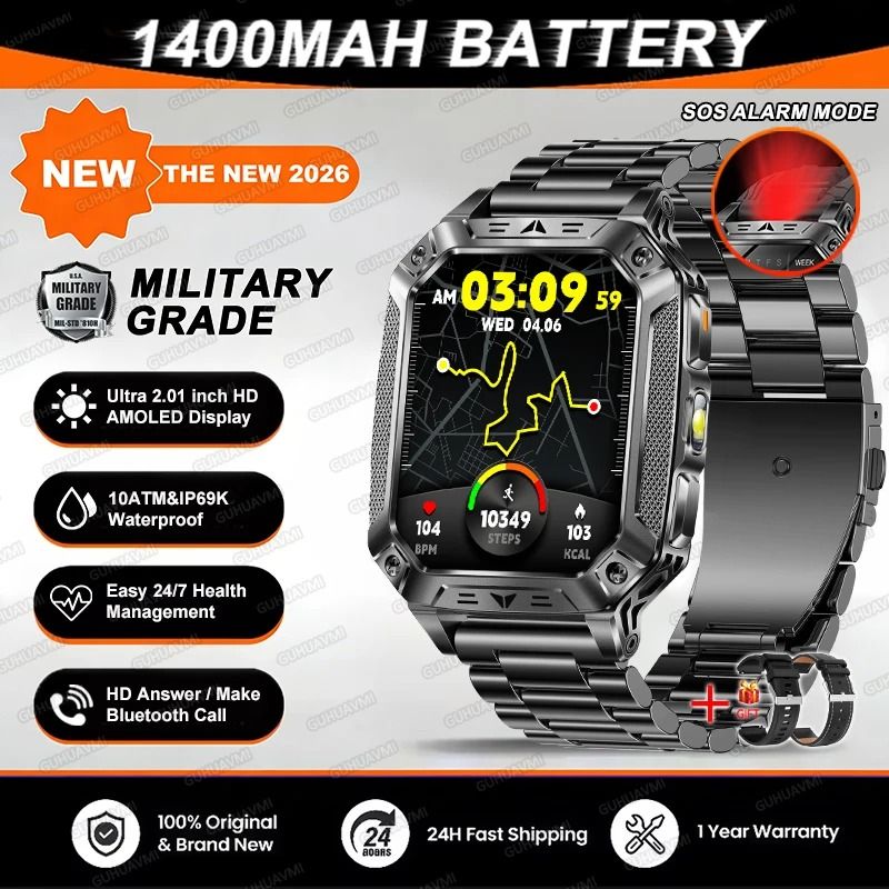 TANK Elite Military GPS Smartwatch | 1400mAh Battery & 2.01