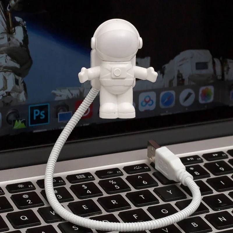 USB Powered Creative White Astronaut Shape Portable Reading Desk Lamp, Ideal for Reading, Working, Night Lighting