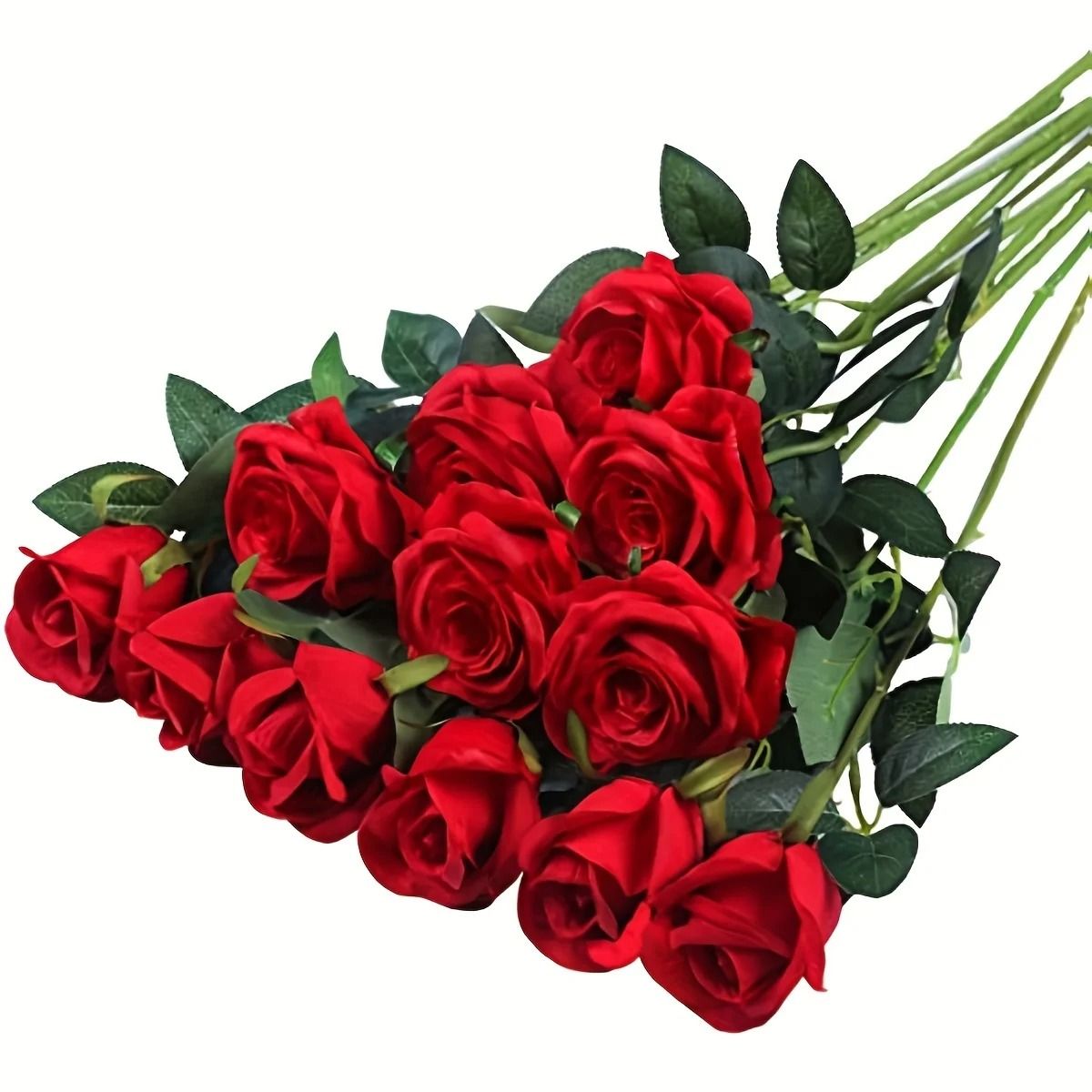 12 Piece Realistic Artificial Rose Bouquet for Home Decor