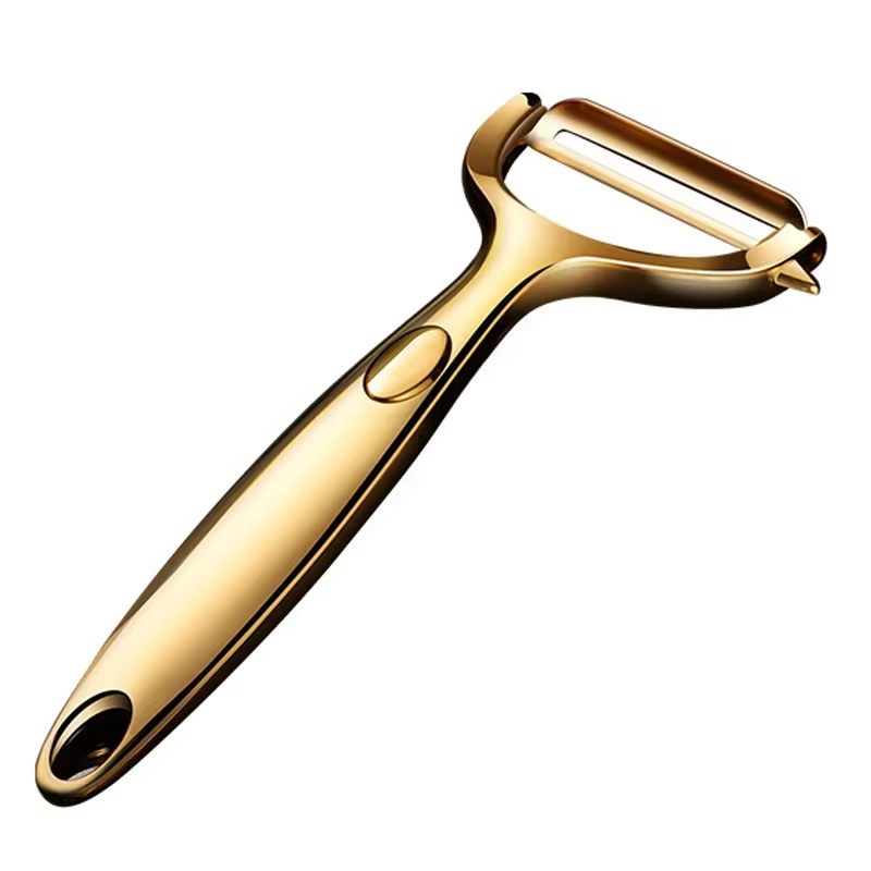 Golden Vegetable Peeler, Potato Carrot Peeler, Stainless Steel Kitchen Tool with Non-Slip Handle
