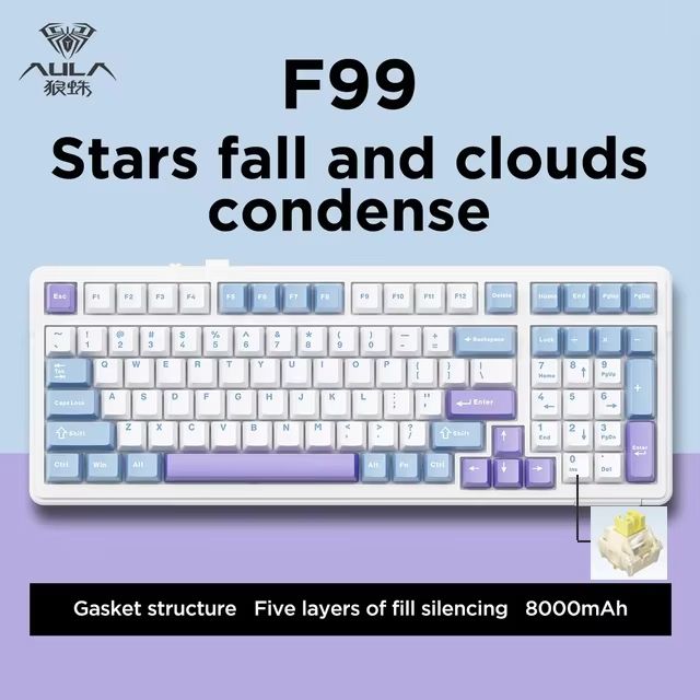 AULA F99 Wireless Mechanical Gaming Keyboard – 99-Key RGB Hot-Swappable with Bluetooth & Wired Modes