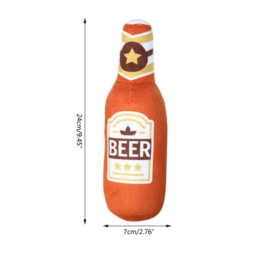 Plush Beer Bottle Dog Squeaky Toy