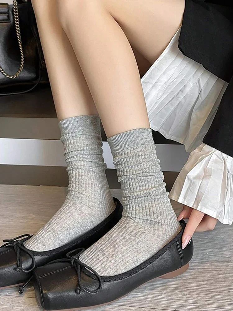 Womens Sheer Knee High Socks – Lightweight Sweet Style Stacked Socks for Summer (4 Pairs)