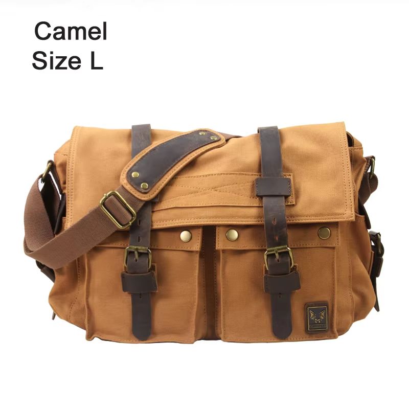 I AM LEGEND Canvas and Genuine Leather Men's Messenger Bag