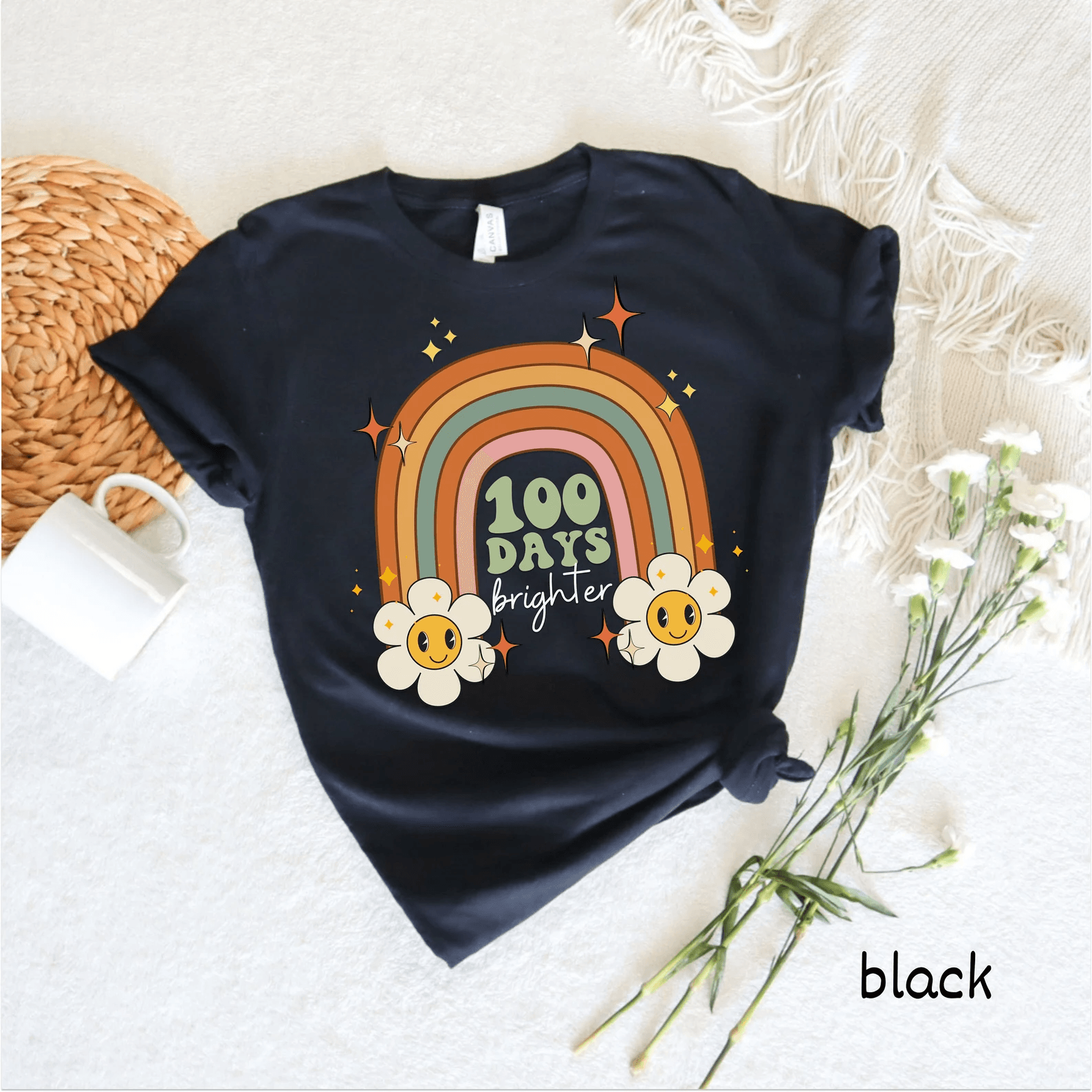 100 Days of School Teacher Shirt Retro 100th Day Teach Tee Cute Gift