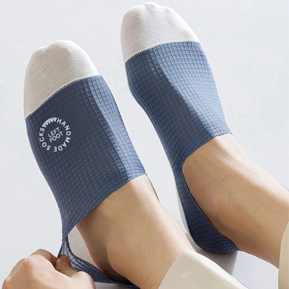 Men Invisible Socks 3 Pairs Breathable No Show Boat Socks with Waffle Mesh and Sweat Absorption