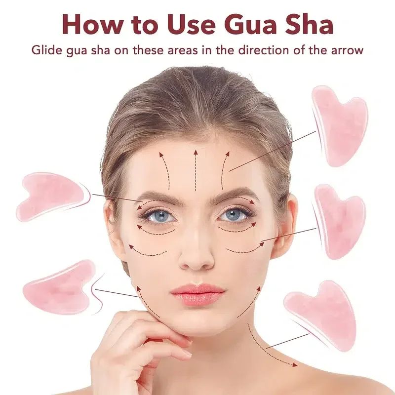 Natural Rose Jade Gua Sha Tool – Facial & Body Lifting Stone for Massage and Skin Care