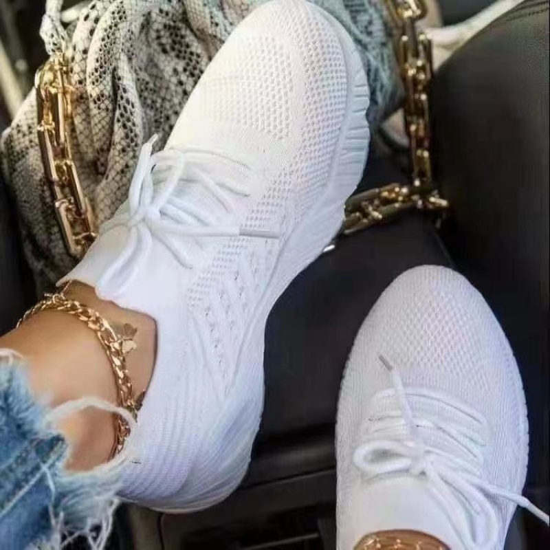 Breathable Women's Sneakers, Casual Socks Shoes, Lace Up Flats, Female Spring Vulcanized Running Shoes