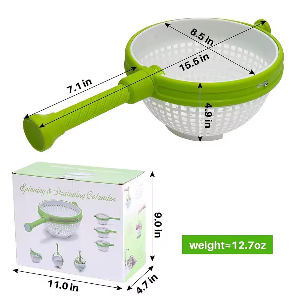 Large-Capacity 3-Quart Collapsible Salad Spinner & Colander