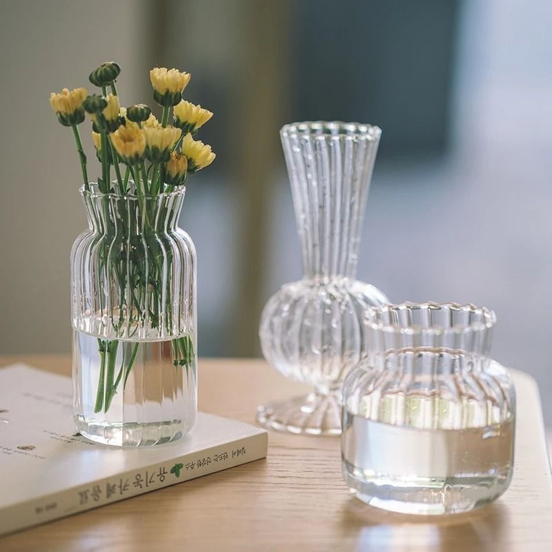 Mini Transparent Glass Flower Vase Nordic Hydroponic Plant Decor