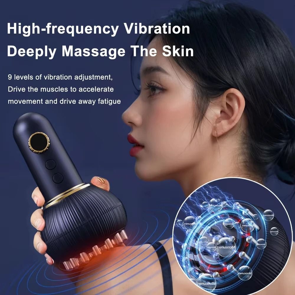 Electric Meridian Scalp and Body Massager with EMS Microcurrent Heat and Vibration Therapy