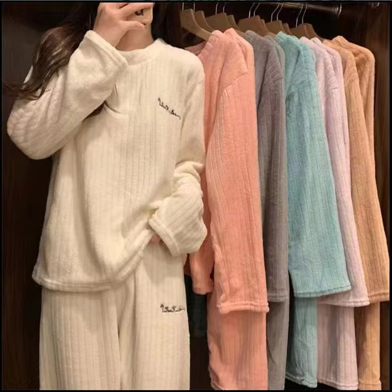 Homewear Suit Women's Fall and Winter Warm Clothes, Winter Women's New Pajamas, Coral Velvet Leisure Pajamas, Padded