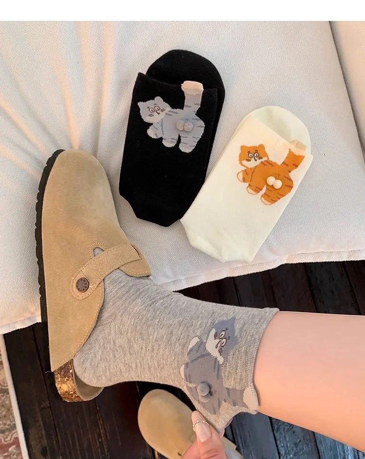 Purrfect Cat Mid-Tube Socks – Soft, Sweat-Absorbing Couples Pack