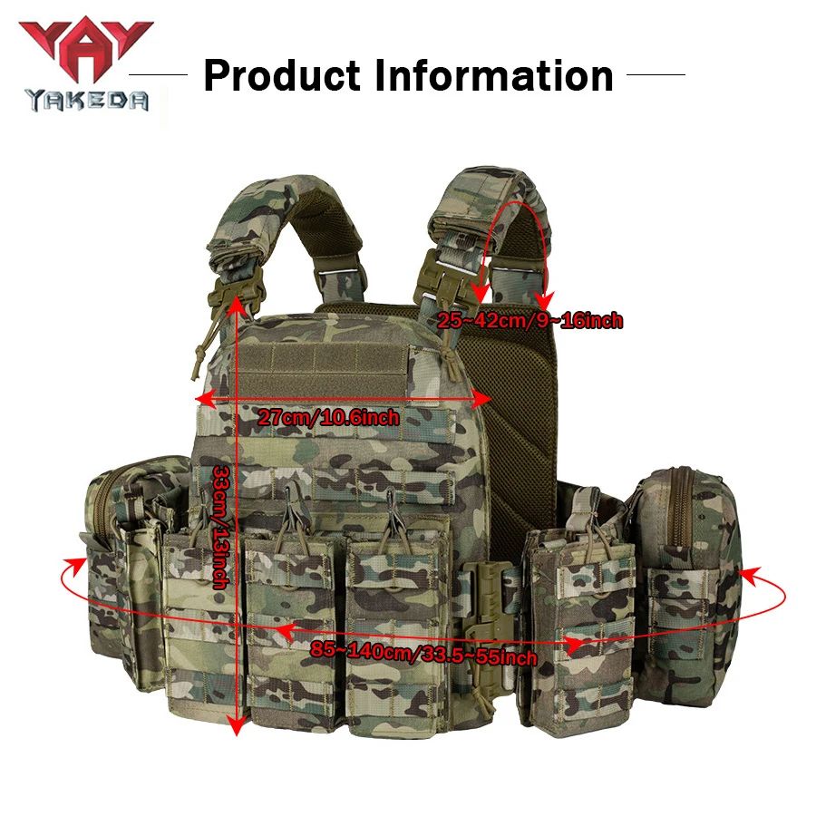 YAKEDA Quick-Release Tactical Training Vest – Breathable, Wear-Resistant MOLLE Expandable Vest
