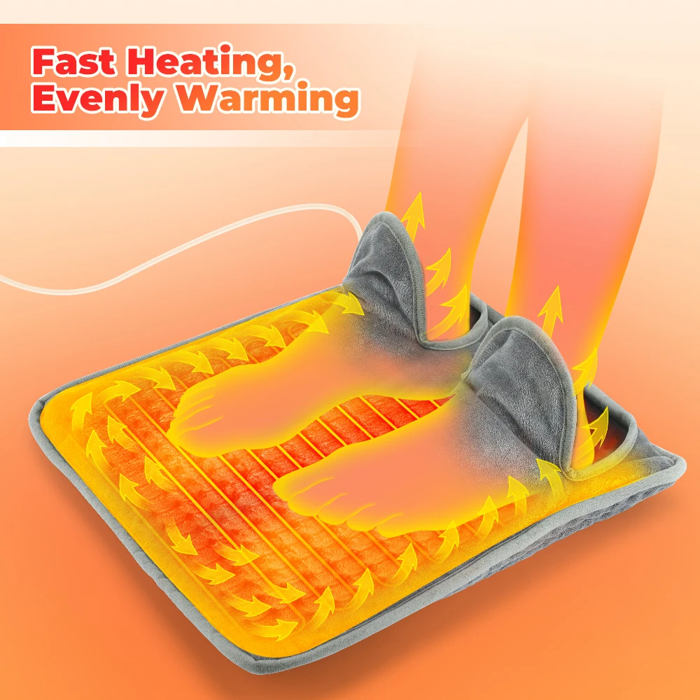 Soft Plush Heat Blanket Foot, Winter Electric Foot Heating Pad, 9 Temp Washable Feet Warmer Heater, Office Bedroom