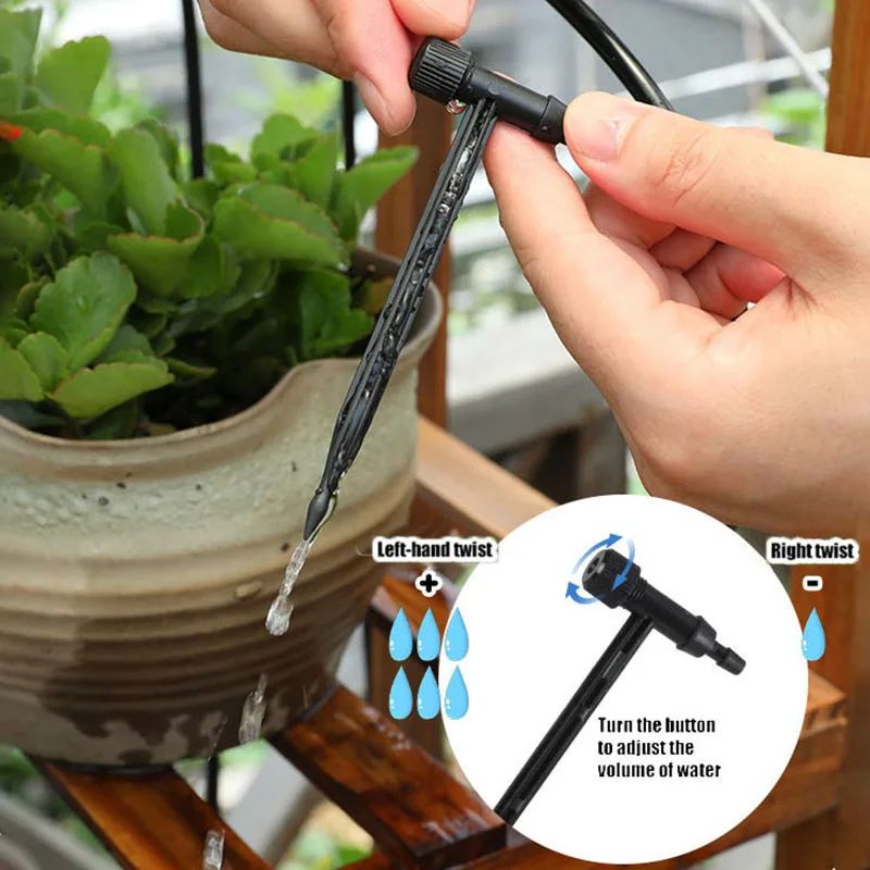 Quiet-Flow Adjustable Drip Irrigation Kit for 4/7mm Hose (Pots, Garden & Greenhouse)
