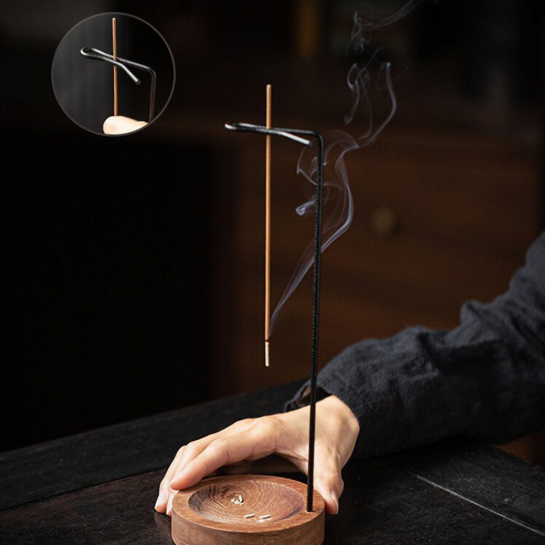 Upside Down Wooden Incense Burner for Zen Home Decor
