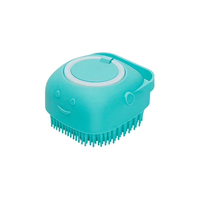 Silicone Dog Bathing Brush with Shampoo Dispenser – Soft Pet Massage Grooming Tool