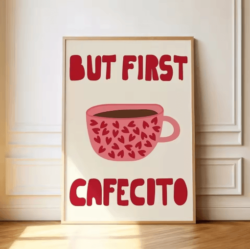But First Cafecito Minimalist Spanish Quote Canvas Modern Coffee Bar Wall Decor