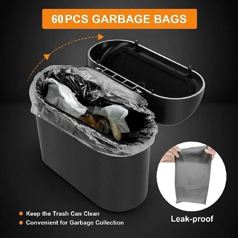Leak Proof Mini Car Trash Can with Lid and Garbage Bags