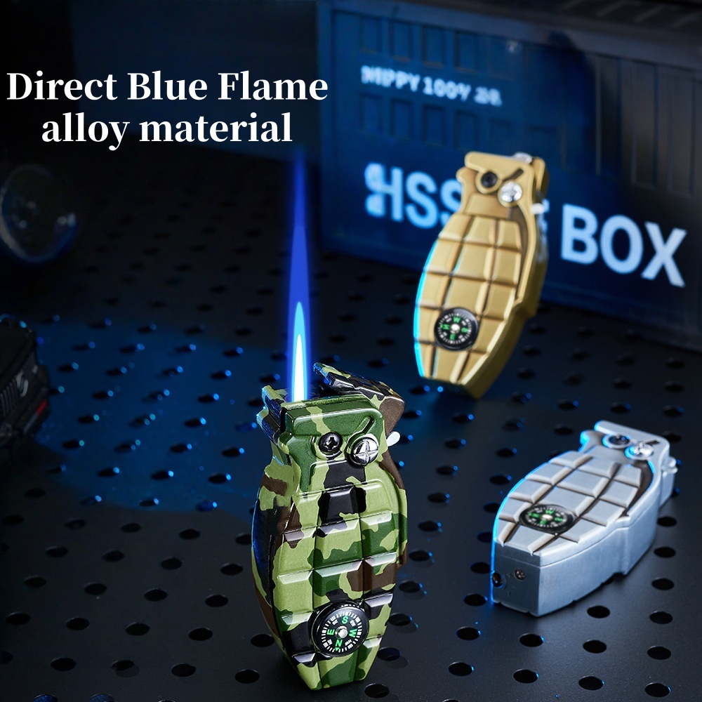 Tactical Windproof Jet Lighter with Built-in Compass & Safety Lock  Rugged EDC Survival Tool