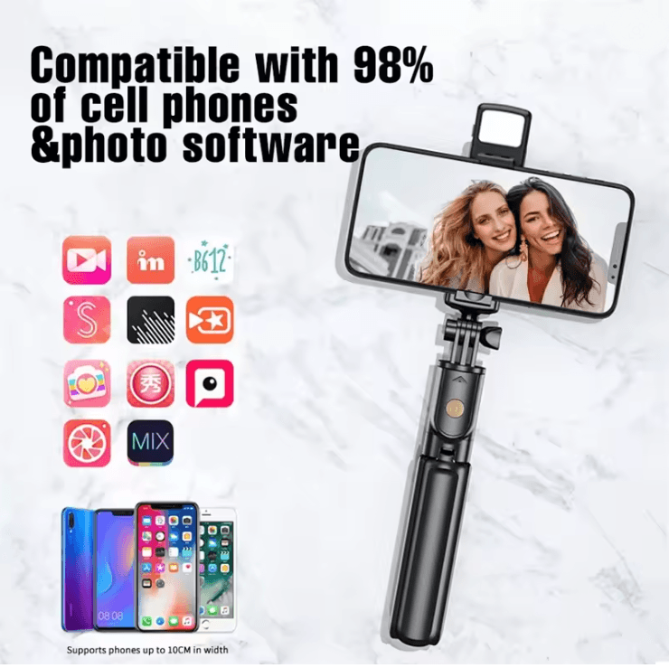 Flexible 360 Degree Selfie Stick Tripod with Wireless Remote and Phone Holder